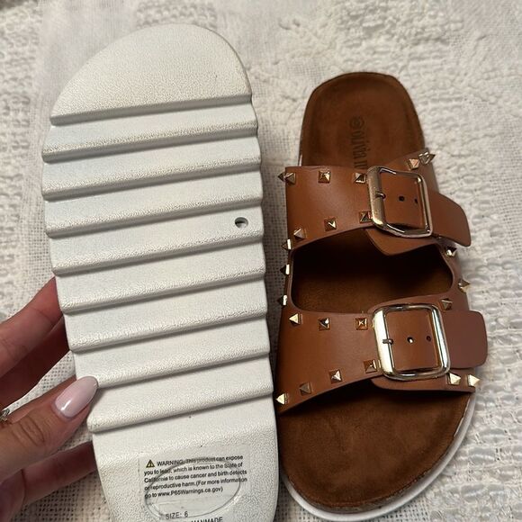 Olivia Miller Sandals Size 6 Cognac - Mule - Slide - Brown - Picture 2 of 13